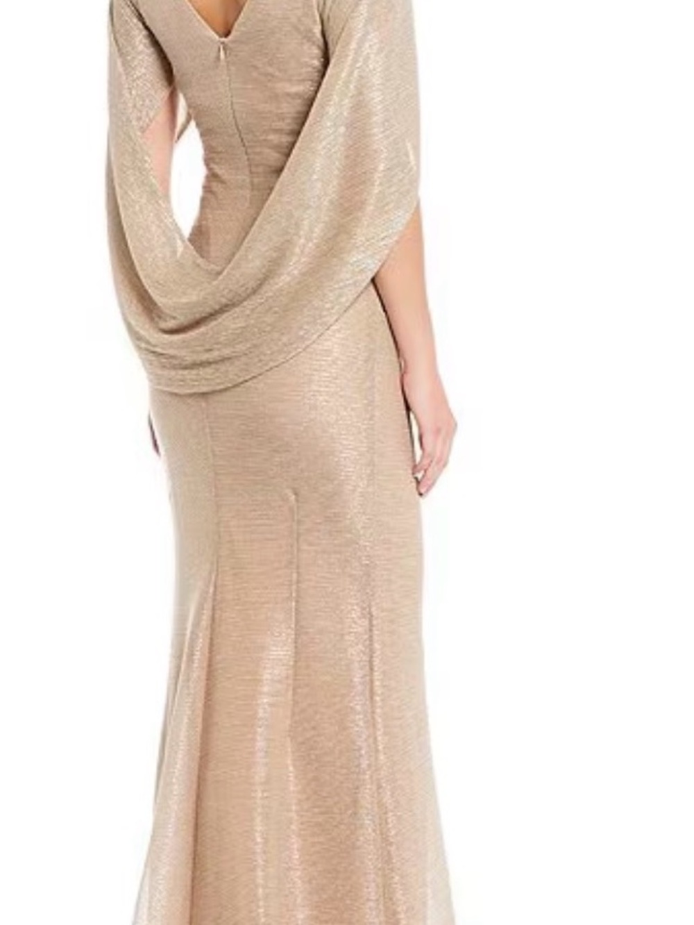 Elegant Metallic Evening Gown - Champagne/Gold - Picture 2 of 9